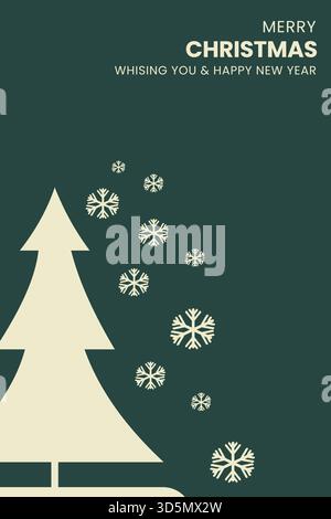 Ein festliches Grußkartendesign mit einem Weihnachtsbaum, perfekt zum Versenden von Urlaubswünschen. Stock Vektor
