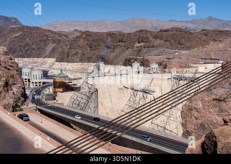 Hoover Dam von der Hoover Dam Bypass Bridge in Nevada, USA, am 29. Mai 2023 Stockfoto