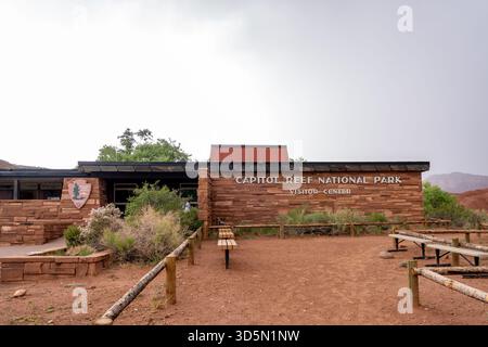 Besucherzentrum des Capitol Reef National Parks in Utah, Vereinigte Staaten. Stockfoto