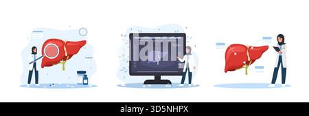 Die menschliche Leberanatomie. Krankheitsdiagnostik und -Behandlung durch Facharzt für Gesundheit und Medizin. Vektorkonzept Stock Vektor