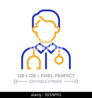 Doctor Pixel Perfect Symbol für zwei Farblinien Stock Vektor