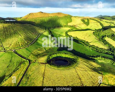 Schönen See von Sete Cidades, Azoren, Portugal Europa Stockfoto