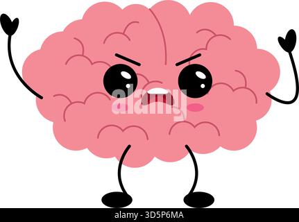 Niedliche pinke Hirnfigur mit fröhlichem Ausdruck Stock Vektor