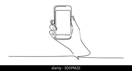 Durchgehende Linienzeichnung eines modernen Smartphones mit leerem Bildschirm Stock Vektor