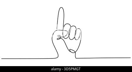 Eine Zeichnungshand zeigt nach oben, Gesten Nummer eins oder neues Konzept. Stock Vektor