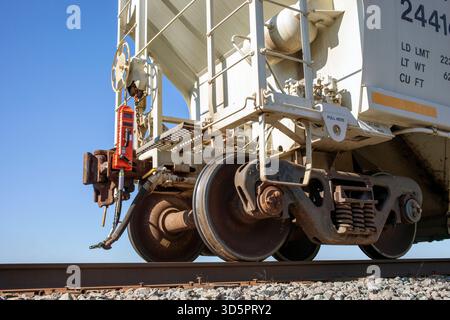 Nahaufnahme des Endes der Zugvorrichtung am Kupplungsende des Zugwagens Stockfoto