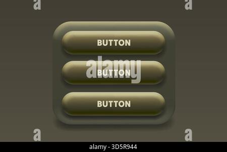 Elegantes Menüdesign mit drei leeren Tasten. Soft-UI-Element für Web- und App-Schnittstelle. Vektorabbildung Stock Vektor