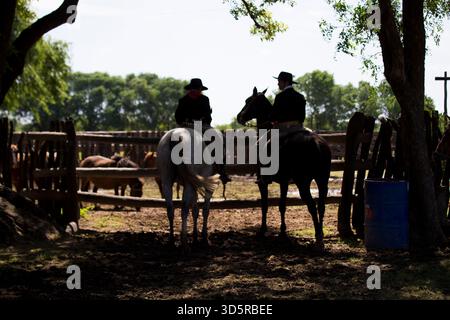 Das 86. Traditionsfest in San Antonio de Areco, Argentinien, vom 14. Bis 16. November 2025 umfasst Live-Musik, traditionelle Tänze, Volksmusik, Paraden und andere Aktivitäten im Gaucho-Stil. (Foto: Catriel Gallucci Bordoni/NurPhoto)0 Credit: NurPhoto SRL/Alamy Live News Stockfoto