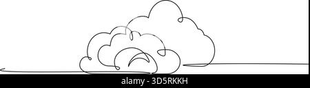 Durchgehende Linienzeichnung abstrakter Wolkenformen, Strichgrafik-Vektorillustration Stock Vektor