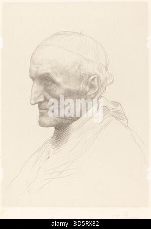 Diese zweite Plattenätzung von Alphonse Legros zeigt Kardinal Manning mit Porträt, Gesichtszügen, klerikaler Kleidung und detaillierten Linienarbeiten, die für die Druckerei des 19. Jahrhunderts charakteristisch sind. Stockfoto