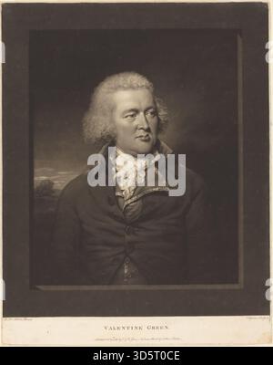 Dieser 1788 entstandene Gravur von Valentine Green nach Lemuel Francis Abbott zeigt Valentine Green. Das Werk betont Porträtmalerei, Gesichtsbild und gravierte Details, die charakteristisch für die Druckerei des späten 18. Jahrhunderts sind. Stockfoto