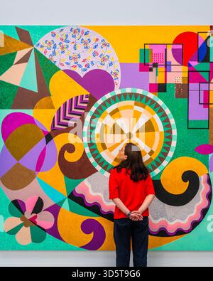 London, Großbritannien. November 2025. Happy Dreams, 2025: Beatriz Milhazes, Além do Horizonte, eine neue Ausstellung vom 19. November 2025 bis 17. Januar 2026 im White Cube Mason's Yard. Guy Bell/Alamy Live News Stockfoto