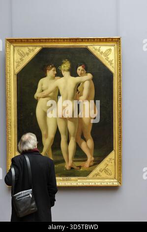 FRANKREICH, PARIS (75) 1. BEZIRK, LOUVRE MUSEUM, RICHELIEU UND SULLY ZIMMER, GEMÄLDE FRANKREICH, DIE DREI GRACES ÖL AUF LEINWAND VON JEAN-BAPTISTE REGNAULT Stockfoto