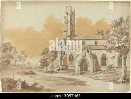 Dieses Gemälde aus dem späten 18. Jahrhundert von Hendrik Frans de Cort zeigt die Landschaft und Siedlung von Fauldon in South Greenhoe, Norfolk, und zeigt Gebäude, Felder und atmosphärische Effekte, die typisch für die europäische Landschaftskunst dieser Zeit sind. Stockfoto