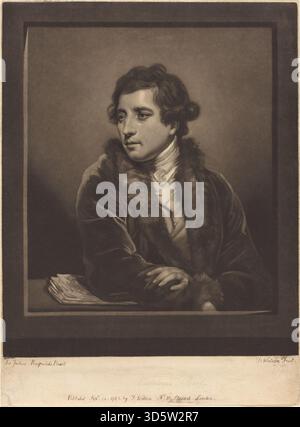 Dieser Stich von Thomas Watson nach Sir Joshua Reynolds aus dem Jahr 1785 zeigt Francesco Bartolozzi mit Gesichtszügen, Kleidung und würdevoller Pose, die britische Porträts von Künstlern und Intellektuellen aus dem späten 18. Jahrhundert widerspiegeln. Stockfoto