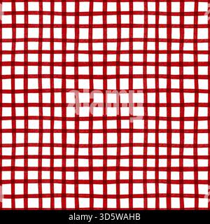 Nahtloses rotes Karomuster im Aquarellstil. Gemütliches und festliches Design, perfekt für Stoff, Geschenkpapier, Hintergründe und Weihnachtsdekorationen Stockfoto