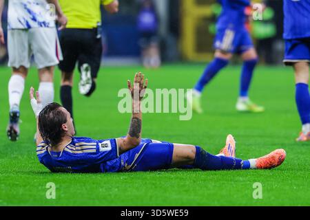 Mailand, Italien. November 2025. Mateo Retegui aus Italien reagiert beim Qualifikationsspiel zur FIFA-Weltmeisterschaft 2026 zwischen Italien und Norwegen im San Siro Stadion in Mailand Credit: BEAUTIFUL SPORTS Pressefotoagentur/Alamy Live News Stockfoto