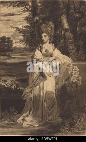 Dieser Kupferstich von Thomas Watson nach Sir Joshua Reynolds zeigt Catherine, Lady Bampfylde, mit Gesichtszügen, Frisur und aristokratischer Kleidung. beispielhaft für britische Frauenporträts des späten 18. Jahrhunderts. Stockfoto