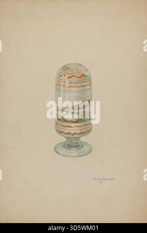 Paul Poffinbargers um 1941 entstandene „Sand Picture“-Skulptur stellt einen gusseisernen Rahmen mit Sand dar, der Textur, Design, Form und Volkskunst hervorhebt. Stockfoto