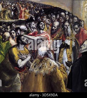 GRECO, El (* 1541, Candia, d. 1614, Toledo) die Anbetung des Namens Jesu (Detail) 1578-80 Öl und Tempera auf der Pinienplatte National Gallery, London --- Schlüsselwörter: ----------------- Autor: GRECO, El Titel: Die Anbetung des Namens Jesu (Detail) Zeitlinie: 1551-1600 Schule: Spanisch Form: Malerei Typ: Religiös Stockfoto