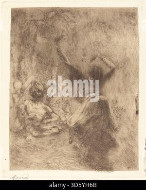 Das Gemälde „der Tänzer des Tanjore“ von Albert Besnard aus dem Jahr 1914 zeigt einen klassischen indischen Tänzer in traditioneller Kleidung. Das Kunstwerk hebt Kostümdetails, Körperhaltung und kulturellen Kontext hervor und fängt die Eleganz und Bewegung der Tänzerin ein. Stockfoto