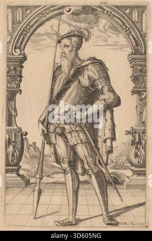 Ein Porträt von Alfonso X., König von Kastilien, 17. Jahrhundert, das William Rogers zugeschrieben wird und den Monarchen in formeller Kleidung mit Krone, Gewändern und königlicher Pose darstellt, wobei die historische und symbolische Darstellung betont wird. Stockfoto