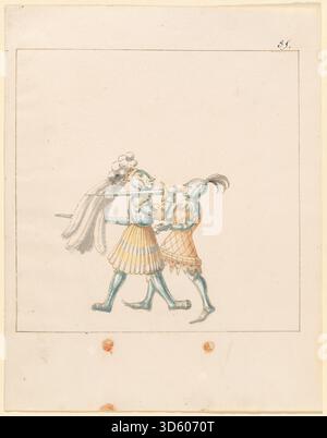 Dieser Band des Freydal-Manuskripts zeigt Fußkämpfe mit detaillierten Darstellungen von Rüstungen, Waffen und Kampftechniken. Zuschauer und zeremonieller Kontext werden veranschaulicht, um die Struktur der deutschen Turniere des 16. Jahrhunderts zu vermitteln. Stockfoto