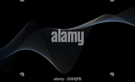 Abstrakte digitale Punktwelle mit blauem und weißem Farbverlauf | Technologie- und Datenfluss-Hintergrund. 3D-Rendering Stockfoto