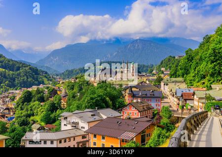 Berchtesgaden, Bayern, Deutschland. Stadtbild der bayerischen Stadt Berchtesgaden. Stockfoto