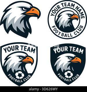Diese auffällige Logokollektion mit einem starken Adlermotiv eignet sich perfekt für jeden Fußballverein, der eine starke Markenpräsenz aufbauen möchte. Das Set Stock Vektor