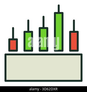Handelsanalyse Kerzendiagramm Vektor Kerzendiagramm Konzept farbiges Symbol oder Zeichen Stock Vektor