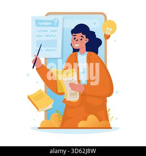 Weibliche Lehrerfigur Vektor-Illustration Stock Vektor