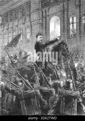 General Trochu versammelte die Nationalgarde vor dem Hotel de Ville während der Belagerung von Paris im Deutsch-Französischen Krieg. Stockfoto