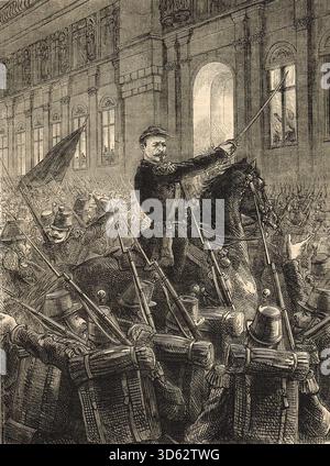 General Trochu versammelte die Nationalgarde vor dem Hotel de Ville während der Belagerung von Paris im Deutsch-Französischen Krieg. Stockfoto
