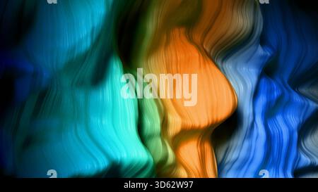 Farbenfrohe abstrakte Wellen, die in lebendigen Farbtönen fließen, erzeugen einen faszinierenden visuellen Effekt in einem digitalen Kunstwerk Stockfoto