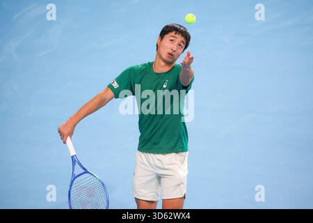 Bergamo, Italien. November 2025. Shintaro MOCHIZUKI (JPN) während ATP Challenger Bergamo, internationales Tennisspiel in Bergamo, Italien, 18. November 2025 Credit: Independent Photo Agency/Alamy Live News Stockfoto