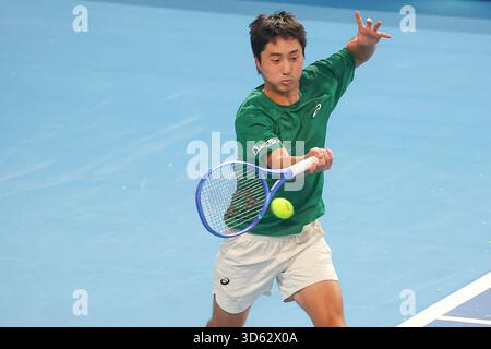 Bergamo, Italien. November 2025. Shintaro MOCHIZUKI (JPN) während ATP Challenger Bergamo, internationales Tennisspiel in Bergamo, Italien, 18. November 2025 Credit: Independent Photo Agency/Alamy Live News Stockfoto