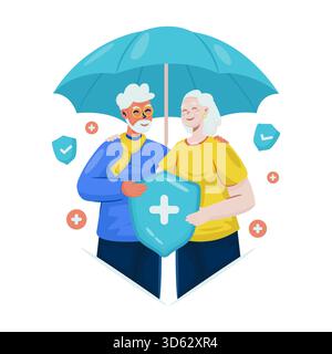 Illustration des Vektorvektors für Seniorenlebensversicherungen Stock Vektor