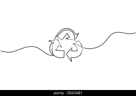 Recycling-Symbol durchgehende einzeilige Zeichnung minimalistisches umweltfreundliches Konzept Illustration Stock Vektor