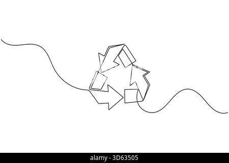 Recycling-Symbol durchgehende einzeilige Zeichnung minimalistisches umweltfreundliches Konzept Illustration Stock Vektor