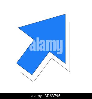 Fettgedruckter blauer diagonaler Pfeil, der nach rechts zeigt, 2D-Zeichentrickobjekt Stock Vektor