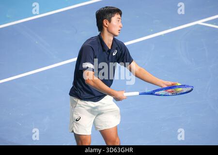 Bergamo, Italien. November 2025. Shintaro MOCHIZUKI (JPN) während ATP Challenger Bergamo, internationales Tennisspiel in Bergamo, Italien, 18. November 2025 Credit: Independent Photo Agency/Alamy Live News Stockfoto