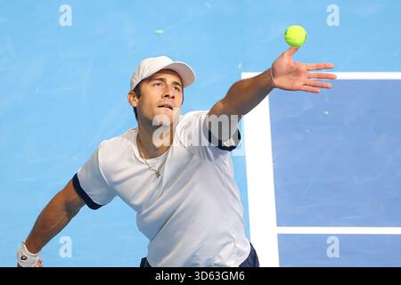 Bergamo, Italien. November 2025. Alexander DONSKI (BUL) während ATP Challenger Bergamo, internationales Tennisspiel in Bergamo, Italien, 18. November 2025 Credit: Independent Photo Agency/Alamy Live News Stockfoto