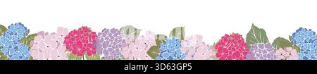 Blumenrand aus Hortensie Blumen Vektor Stock Vektor