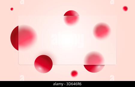 Glasmorphismus Hintergrund 3D abstrakte Effektform. Der Glassmorphismus-Verlauf erzeugt eine schlanke, transparente Szene mit leuchtenden Formen, die im weichen Raum A abdriften Stock Vektor