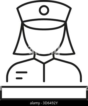 Symbol Für Weibliche Krankenschwester-Linie. Symbol Für Medizinische Fachkräfte, Medizinische Hilfe Und Pflegepersonal. Krankenhaus Und Patientenversorgung. Bearbeitbar Stock Vektor