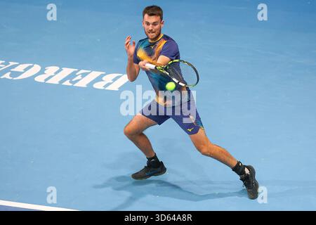 Bergamo, Italien. November 2025. Theo Arribage (FRA) während ATP Challenger Bergamo, internationales Tennisspiel in Bergamo, Italien, 18. November 2025 Credit: Independent Photo Agency/Alamy Live News Stockfoto