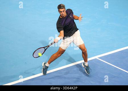 Bergamo, Italien. November 2025. Pierluigi BASILE (ITA) während ATP Challenger Bergamo, internationales Tennisspiel in Bergamo, Italien, 18. November 2025 Credit: Independent Photo Agency/Alamy Live News Stockfoto