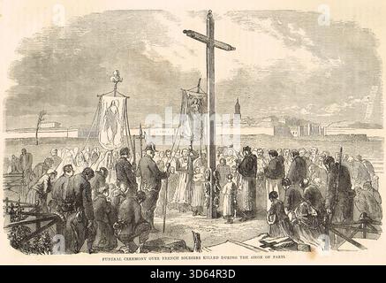 Beerdigungszeremonie der französischen Soldaten, die während der Belagerung von Paris im Deutsch-Französischen Krieg getötet wurden Stockfoto