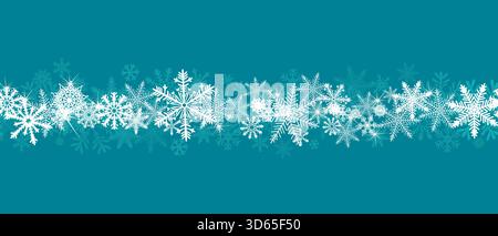 Nahtlose Schneeflockenlinie Hintergrund horizontal. Handzeichnung. Nicht AI, Vektorillustrationen Stock Vektor